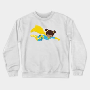 African American Girl, Superhero Girl, Yellow Cape Crewneck Sweatshirt